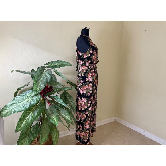 NWT American Eagle Outfitters Dress XXS Black Floral Maxi dress Open Back - Picture 2 of 14